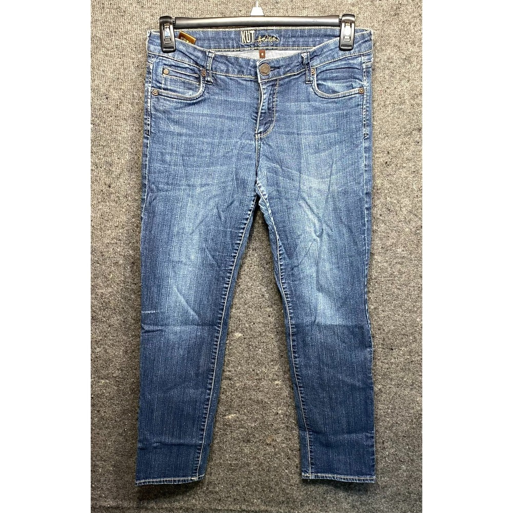Kut From The Kloth Katy Ankle Straight Leg Jeans Blue Denim Size 8